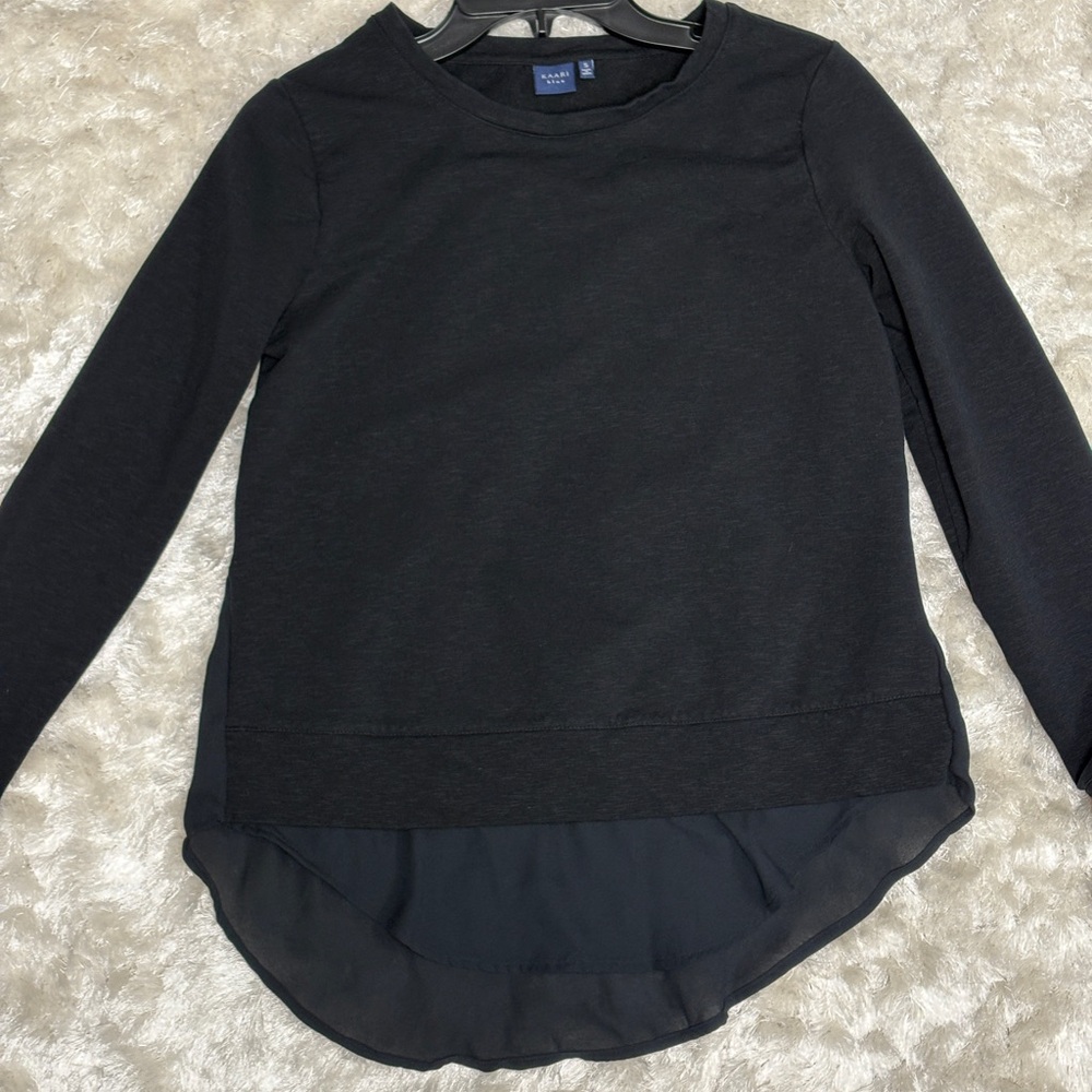 Sheer Detail, Black Long Sleeve Sweater Top